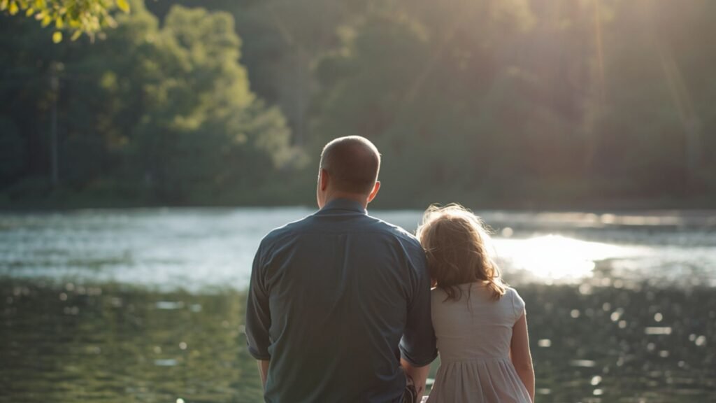 When Your Child Says They Don't Want To Grow Up When Your Child Says They Don't Want To Grow Up - Father and daughter sitting together on a wooden dock overlooking a peaceful lake during a bright afternoon, sharing a thoughtful conversation about growing up.