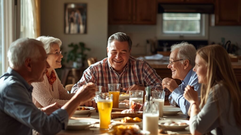 Why Some Meals Taste Better Together Why Some Meals Taste Better Together - Family gathered around a dining room table sharing a meal together, laughing and talking in a warm home during bright afternoon sunlight.