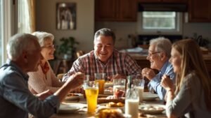 Why Some Meals Taste Better Together - Family gathered around a dining room table sharing a meal together, laughing and talking in a warm home during bright afternoon sunlight.