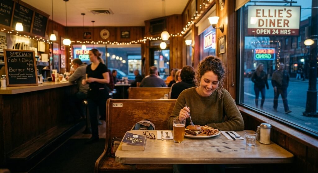eating alone at a diner feels like a quiet celebration