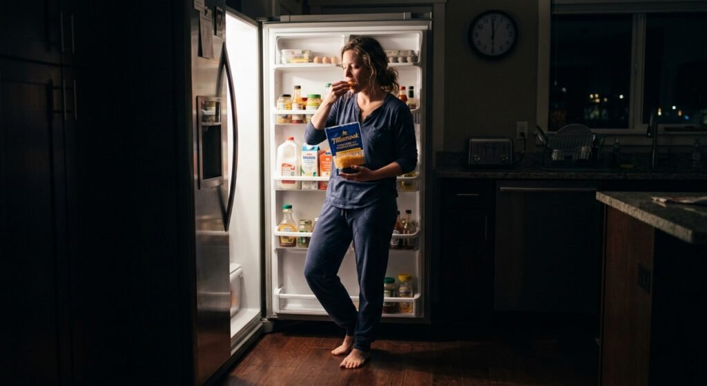 the midnight rationale of eating shredded cheese directly from the bag