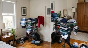 the exercise equipment quietly collecting dust