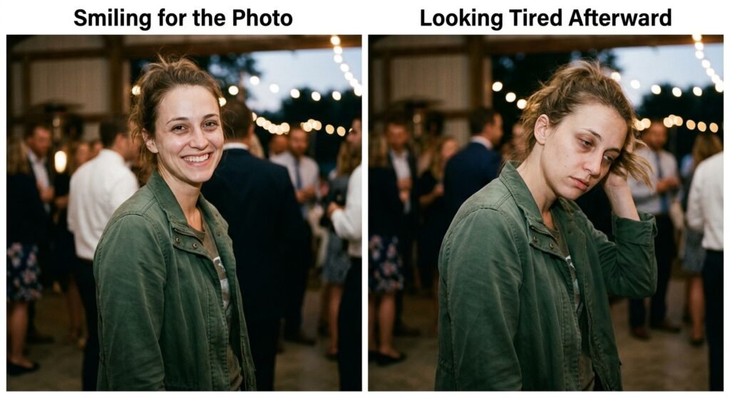 the exhaustion of performing a life you're supposed to be living